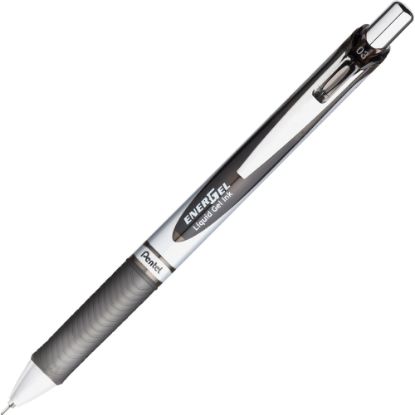 Picture of Pentel EnerGel RTX Liquid Gel Pen, Fine Point, 0.3mm, 54% Recycled, Silver Barrel, Black Ink