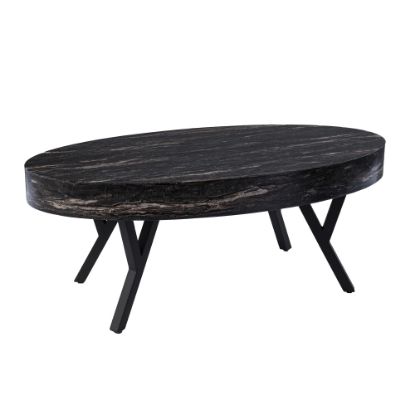 Picture of SEI Twemlow Faux Marble Cocktail Table, 17inH x 43-1/4inW x 23-3/4inD, Black