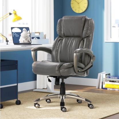 Picture of Serta Works Ergonomic Bonded Leather High-Back Office Chair, Harvard Gray/Silver