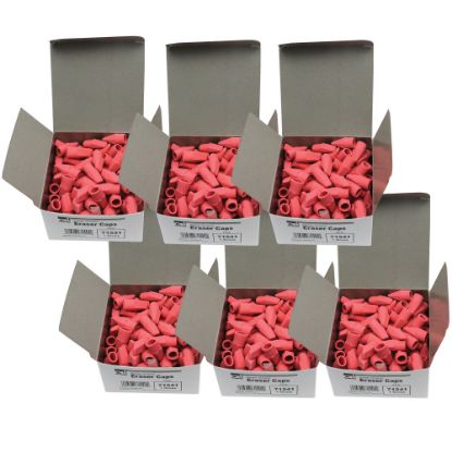 Picture of Charles Leonard Economy Wedge-Shaped Eraser Caps, Pink, 144 Erasers Per Box, Pack Of 6 Boxes