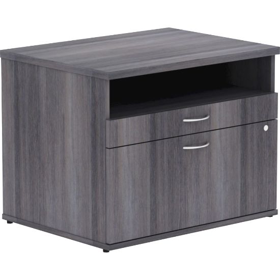 Picture of Lorell Relevance 60inW Office Computer Desk Credenza With File Drawer, Charcoal