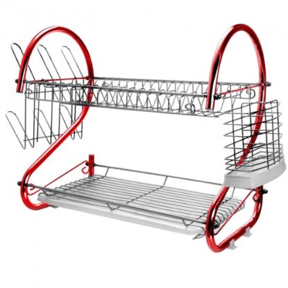 Picture of Megachef 16in Counter Top Drying Dish Rack, Red