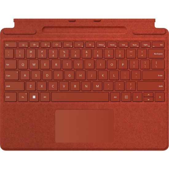 Picture of Microsoft Signature Keyboard/Cover Case for 13in Microsoft Surface Pro 8, Surface Pro X Tablet - Poppy Red - Alcantara, Fabric Body - 0.2in Height x 11.4in Width x 8.9in Depth