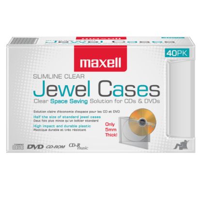 Picture of Maxell CD-365 Slimline Jewel Cases, Clear, Pack Of 40