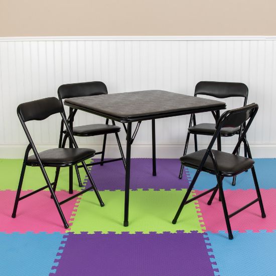 Picture of Flash Furniture Kids Colorful Folding Table And 4 Chairs, 20-1/4inH x 24inW x 24inD, Black