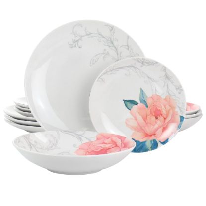 Picture of Martha Stewart Fine Ceramic Floral Dinnerware Set, White