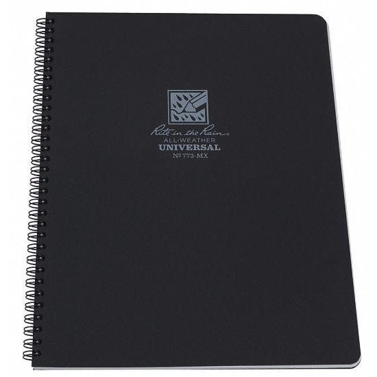 Picture of Rite in the Rain All-Weather Spiral Notebooks, Maxi-Side, 8-1/2in x 11-3/4in, 84 Pages (42 Sheets), Black, Pack Of 6 Notebooks