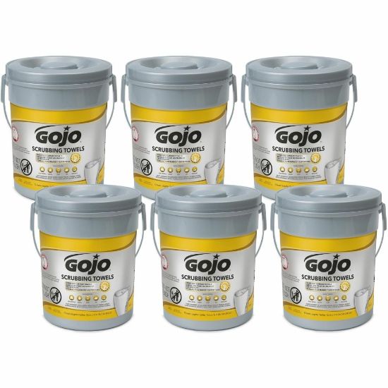 Picture of Gojo Scrubbing Towels - 10.50in x 13in - White - 72 Per Canister - 6 / Carton