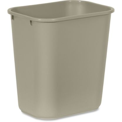 Picture of Rubbermaid Commercial 28 QT Medium Deskside Wastebaskets - 7 gal Capacity - Rectangular - Dent Resistant, Durable, Rust Resistant, Easy to Clean - 15in Height x 10.5in Width x 14.5in Depth - Plastic - Beige - 12 / Carton