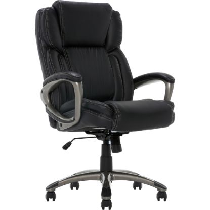 Picture of Serta Works Ergonomic Bonded Leather High-Back Office Chair, Midnight Black/Silver