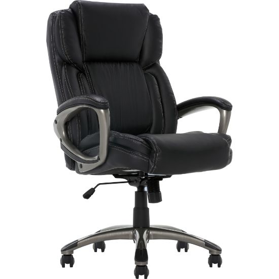 Picture of Serta Works Ergonomic Bonded Leather High-Back Office Chair, Midnight Black/Silver