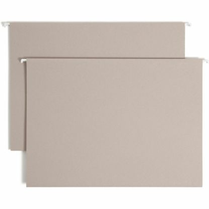 Picture of Smead TUFF 1/3 Tab Cut Legal Recycled Hanging Folder - 8 1/2in x 14in - 3in Expansion - Top Tab Location - Assorted Position Tab Position - Steel Gray - 10% Recycled - 18 / Box