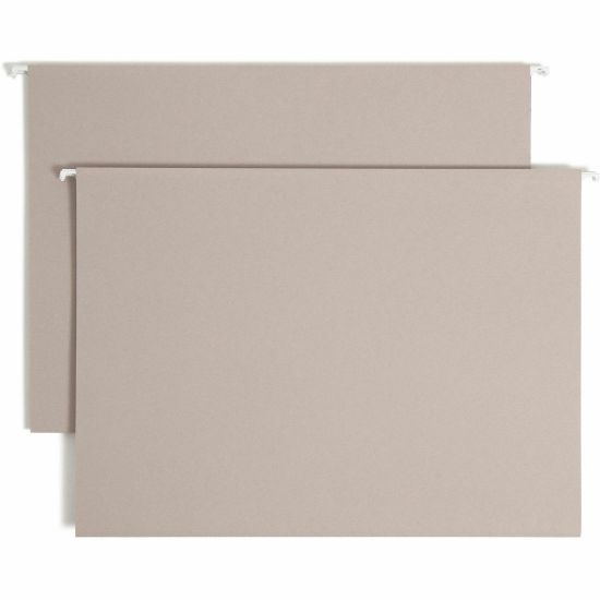 Picture of Smead TUFF 1/3 Tab Cut Legal Recycled Hanging Folder - 8 1/2in x 14in - 3in Expansion - Top Tab Location - Assorted Position Tab Position - Steel Gray - 10% Recycled - 18 / Box