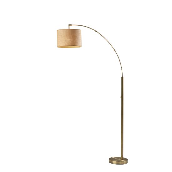 Picture of Adesso Bowery Arc Floor Lamp, 73-1/2inH, Natural/Beige/Antique Brass