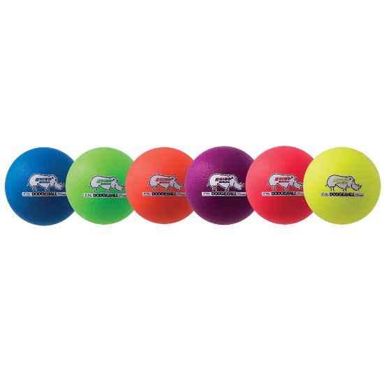 Picture of Champion Sports Rhino Skin Low-Bounce Dodgeballs, Assorted Neon Colors, Set Of 6 Balls