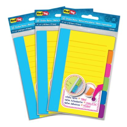 Picture of Redi-Tag Assorted Tab Sticky Notes, 4in x 6in, Assorted, Pack of 3