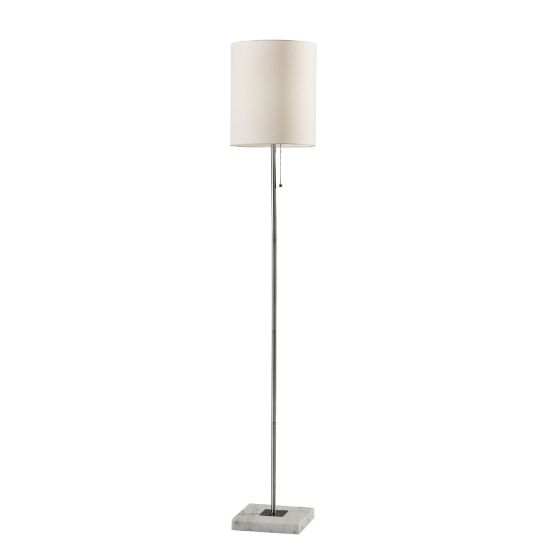 Picture of Adesso Fiona Floor Lamp, 62inH, White Shade/Brushed Steel And White Base