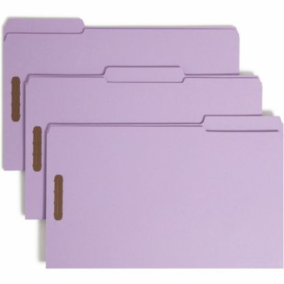 Picture of Smead Colored Top-Tab Fastener File Folders, 8 1/2in x 14in, Legal Size, Lavender, Box Of 50 Folders