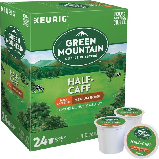 Picture of Green Mountain Coffee K-Cups, Medium Roast, Half-Caffeinated, Carton Of 24 K-Cups