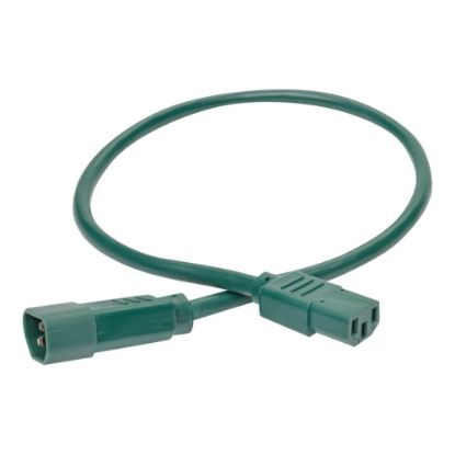 Picture of Eaton Tripp Lite Series Heavy-Duty PDU Power Cord, C13 to C14 - 15A, 250V, 14 AWG, 2 ft. (0.61 m), Green - Power extension cable - IEC 60320 C14 to power IEC 60320 C13 - 2 ft - green