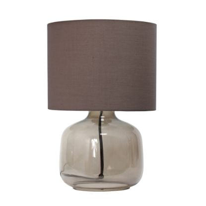 Picture of Simple Designs Glass Table Lamp, 13-3/4inH, Gray Shade/Smoke Gray Base