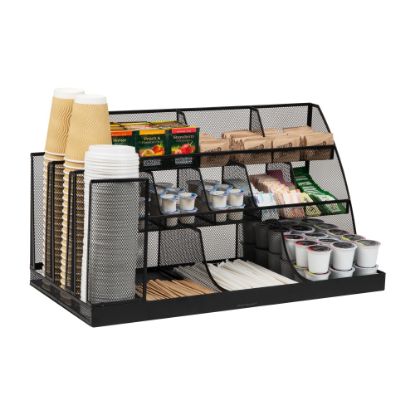 Picture of Mind Reader 14-Compartment Coffee Cup and Condiment Organizer, 12-1/2inH x 11-1/2inW x 23-3/4inL Black