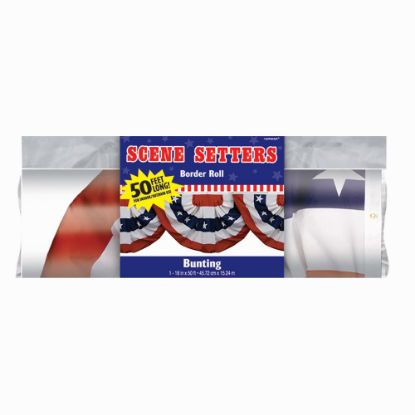 Picture of Amscan Patriotic Stars And Stripes Bunting Border Roll Scene Setters, 18in x 480in, Multicolor, Pack Of 2 Setters