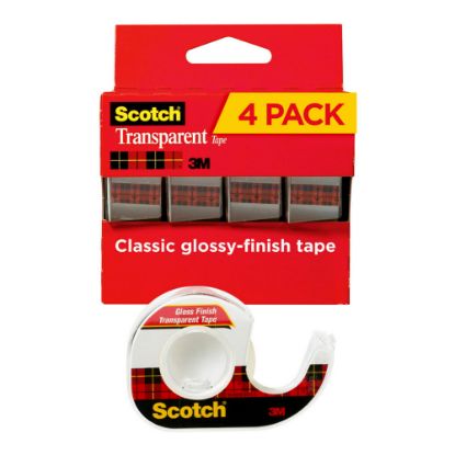 Picture of Scotch Transparent Tape with Dispenser, 3/4 in x 850 in, 4 Tape Rolls, Clear, Home Office and School Supplies