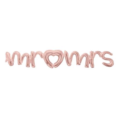 Picture of Amscan "Mr. & Mrs." Cursive Balloon Banner, 59in x 10in, Rose Gold