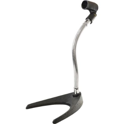 Picture of Pyle U-Base Die-Cast Iron Gooseneck Desktop Microphone Stand, 11.8inH x 7inW x 5.5inD, Black/Silver