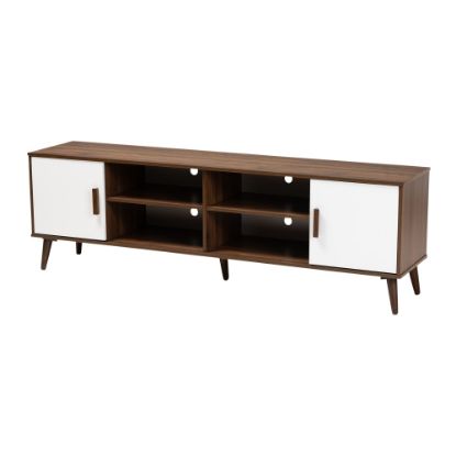 Picture of Baxton Studio Mid-Century Modern TV Stand, 21-3/4inH x 72-13/16inW x 15-3/4inD, Walnut/White