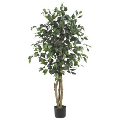 Picture of Nearly Natural 4ftH Silk Ficus Tree With Plastic Pot, Green/Black