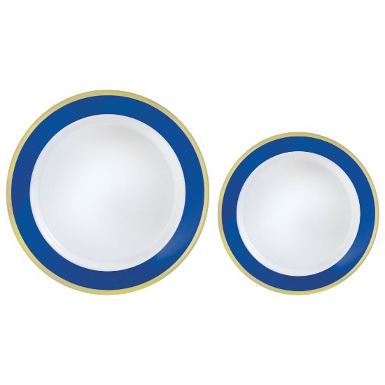 Picture of Amscan Round Hot-Stamped Plastic Bordered Plates, Bright Royal Blue, Pack Of 20 Plates