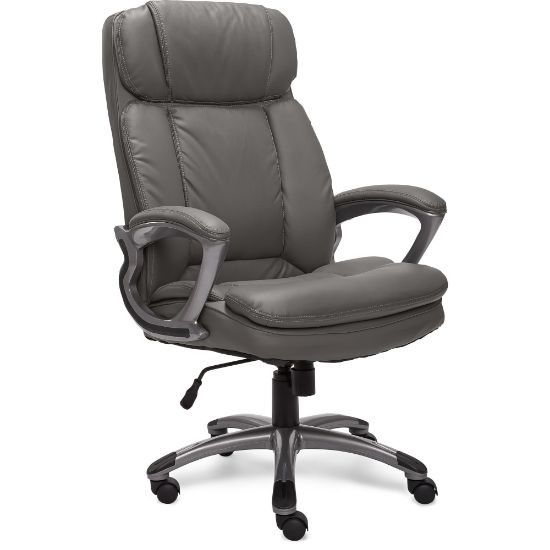 Picture of Serta Big And Tall Ergonomic Bonded Leather High-Back Office Chair, Gray/Silver