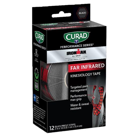 Picture of CURAD IRONMAN Performance Series Kinesiology Tape, 2? x 10in, Black, 20 Strips Per Pack, Set Of 48 Packs