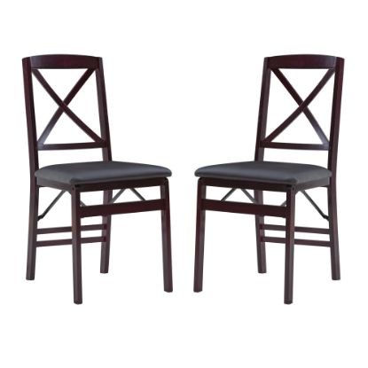 Picture of Linon Bradford X-Back Folding Chairs, Espresso, Set Of 2 Chairs