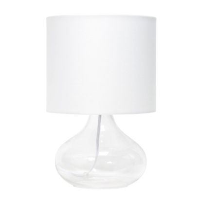 Picture of Simple Designs Glass Raindrop Table Lamp, 13-3/4inH, White Shade/Clear Base