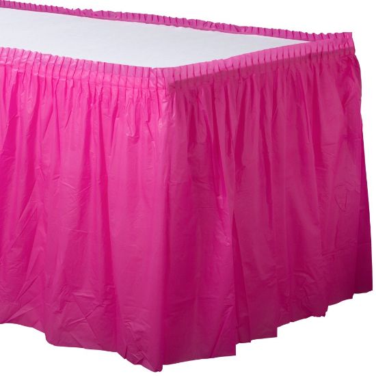 Picture of Amscan Plastic Table Skirts, Bright Pink, 21' x 29in, Pack Of 2 Skirts