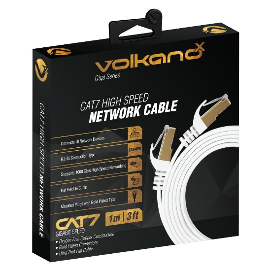 Picture of VolkanoX Giga Series Cat 7 High-Speed Gigabit Ethernet Cable, 3ft, White, VK-20063-WT