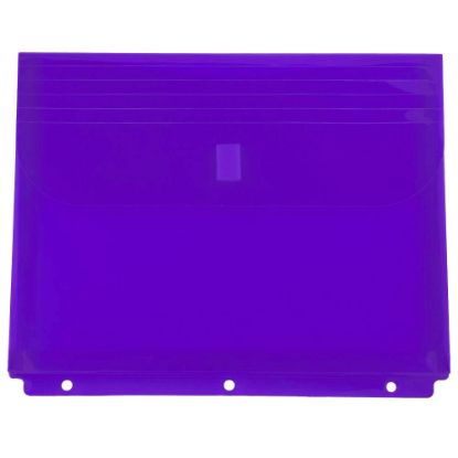 Picture of JAM Paper Plastic 3-Hole Punch Binder Envelopes, 9-1/2in x 11 1/2in, Hook & Loop Closure, Purple, Pack Of 12 Envelopes