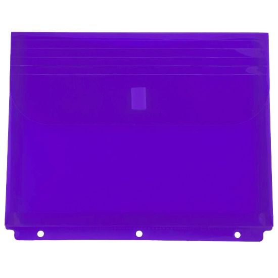 Picture of JAM Paper Plastic 3-Hole Punch Binder Envelopes, 9-1/2in x 11 1/2in, Hook & Loop Closure, Purple, Pack Of 12 Envelopes