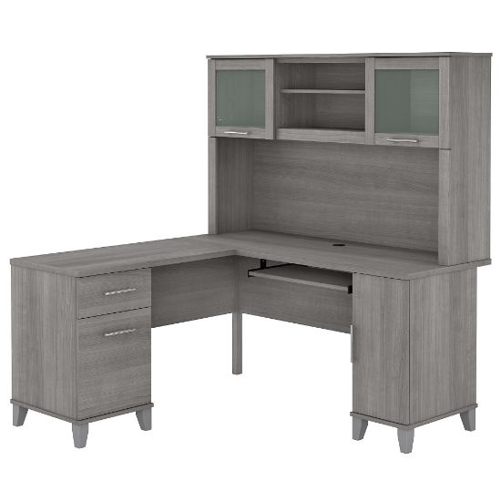 Picture of Bush Business Furniture Somerset 60inW L-Shaped Corner Desk With Hutch, Platinum Gray, Standard Delivery