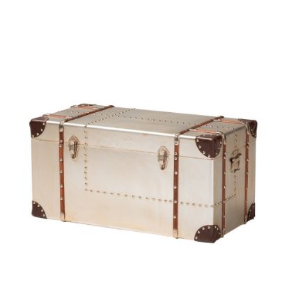 Picture of Baxton Studio French Industrial Storage Trunk, 15 3/4inH x 31 15/16inW x 15 3/4inD, Silver