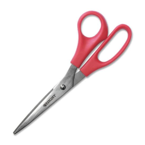 Picture of Westcott All-Purpose Value Stainless Steel Scissors, 8in, Pointed, Red