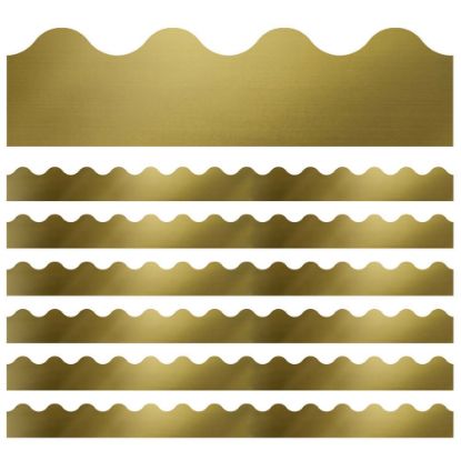 Picture of Carson Dellosa Education Scalloped Border, Sparkle + Shine Gold Foil, 39ft Per Pack, Set Of 6 Packs