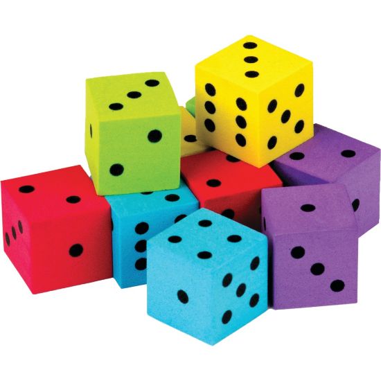 Picture of Teacher Created Resources Foam Dice, 3/4in, Assorted Colors, 20 Dice Per Pack, Case Of 3 Packs