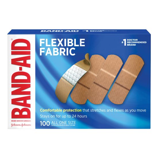 Picture of Band-Aid Brand Flexible Fabric Adhesive Bandages, All One Size, 1in x 3in, Box of 100