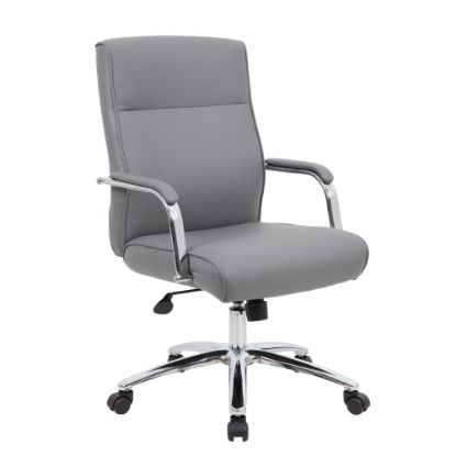 Picture of Boss Office Products Modern Executive Conference Ergonomic Chair, Caressoft Vinyl, Gray/Chrome