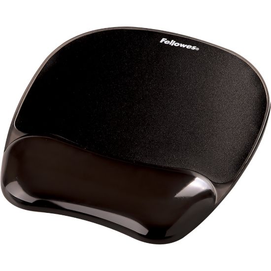 Picture of Fellowes Gel Crystals Mouse Pad With Wrist Rest, 1inH x 7-15/16inW x 9-1/4inD, Black