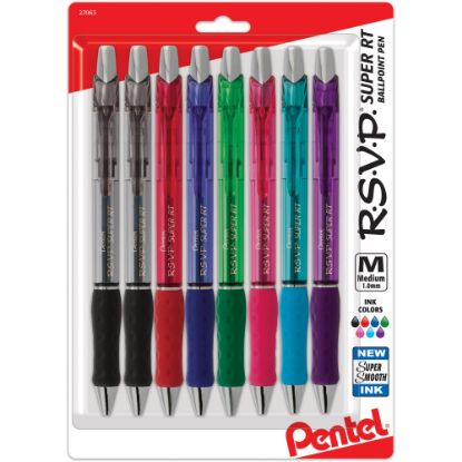 Picture of Pentel R.S.V.P. Super RT Retractable Ballpoint Pen - 1 mm Pen Point Size - Retractable - Translucent Barrel - 8 / Pack